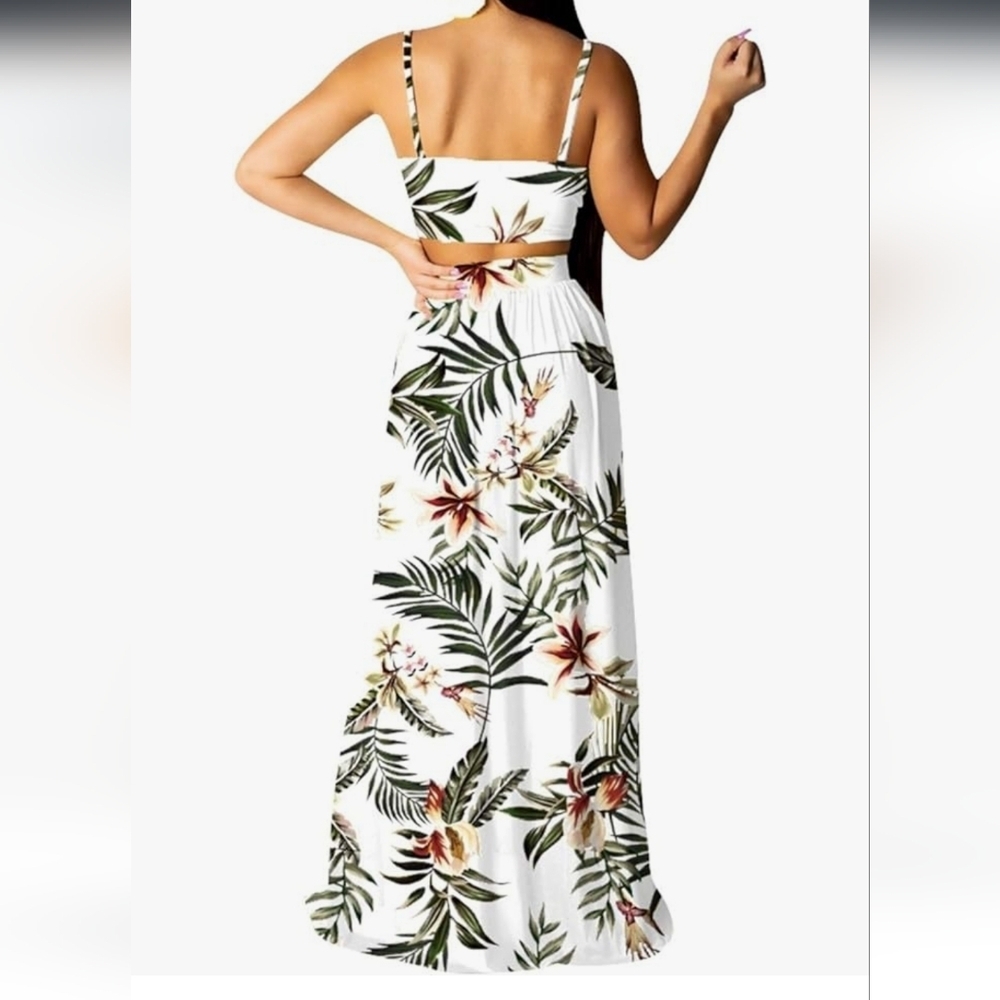 Tropical Floral Maxi Dress 2 Piece NWT - Picture 2 of 15